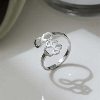 Fashion Geometric Creative Ring Women's Stainless Steel Ring Adjustable Opening