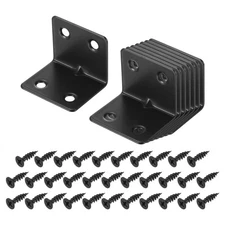 8 Set l Corner Bracket Metal Angle Brackets, Black, 1.22"x1.5"x1.22"