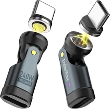 USB C to C Magnetic Adapter 2 Pack 9PIN PD 240W USB 2.0 OTG Charge Cable Adapter