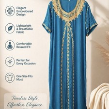 Moroccan Caftan Kaftan Women African Beach Summer Long Dress Light Blue
