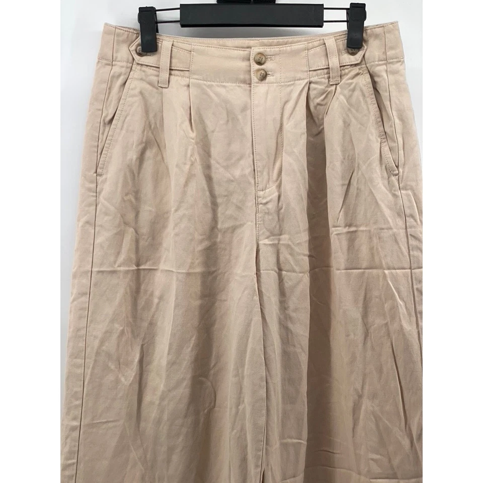 MADEWELL Women’s Petite Tan The Harlow Wide-Leg Double-Button Pleated Pant SZ 6P - Image 3 of 4