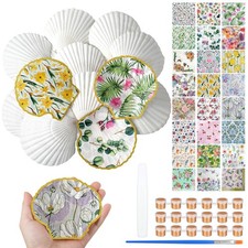 12 Set Scallop Shells for Crafts 4''-5'' White Natural Large Shells with 24 P...
