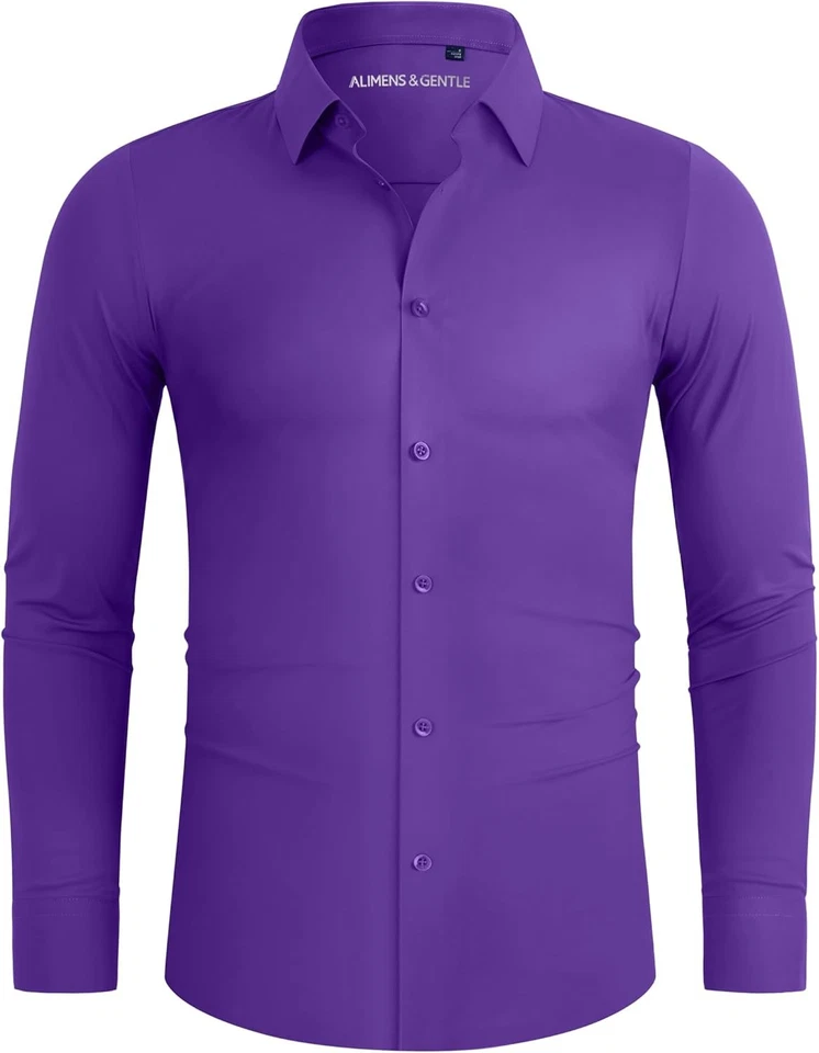 Men's Dress Shirts Slim Fit Long Sleeve Casual Skinny Muscle Fit Wrinkle Free