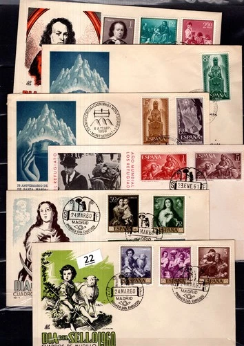 / SPAIN 1960 - 6 FDC - ANIMALS - CHILD - CULTURE - ART - PAINTING - RELIGION