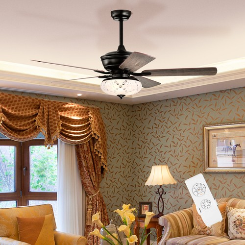 52" Ceiling Fan with 3 Wind Speeds, 5 Reversible Blades & Remote Control Grey - Picture 2 of 10