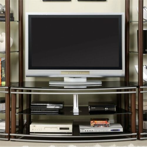 Bowery Hill Modern Metal 52-Inch TV Stand in Brown and Silver