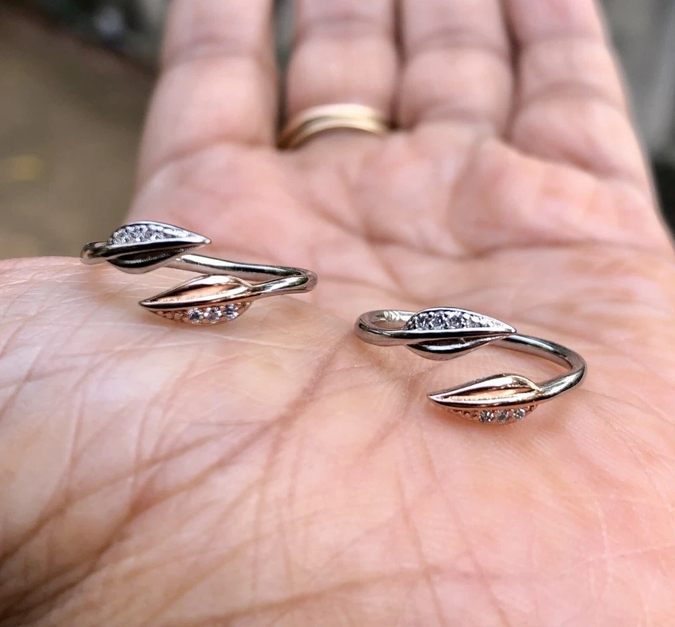 2 Stück 925 Sterling Silber + cz Zehenringe verstellbar, hochglanzpoliert, ve... - Bild 3 von 4