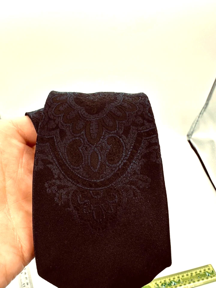 CORBATA CHRISTIAN DIOR Vintage Seda Azul Marino PAISLEY Con Logo FRANCÉS AÑOS 60/70 Foto 3 de 4