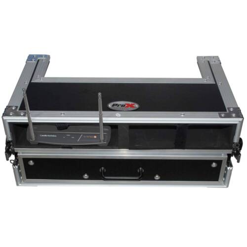 ProX XS-2WM2DR Dual Wireless Microphone System Case with 2U Rack Drawer idjnow - Picture 2 of 9