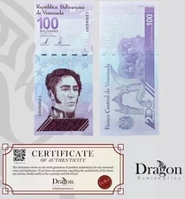 Venezuela 100 Bolivar Digital (Digitales) Banknote, 2021, P-119, NEW 1 Pc COA !