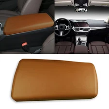 ABS&Leather Armrest Box Console Box Cover Trim For BMW 3 Series 2020 Brown