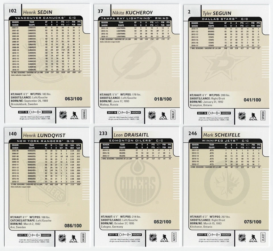 2017-18 O-Pee-Chee OPC Black Rainbow Parallel #/100  #1 to 250 Pick From List - Image 2 of 2