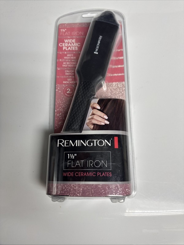 New Remington 1.5" Wide Ceramic Flat Iron 400°F 60 Sec Heat Up Swivel Cord