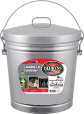 BEHRENS 6110 10 GALLON GALVANIZED GARBAGE TRASH STORAGE CAN LOCKING LID 6231500