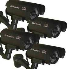 4 x Dummy Security Camera Fake LEDs Flashing Light Home Surveillance Waterproof