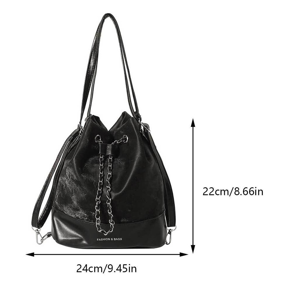 ♥ Women Stylish Crossbody Bag PU Drawstring Bucket Bag for Party
