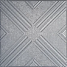 Ceiling Tiles, Glue Up 20" x 20", Decorative, Styrofoam, MALTA Metalic SILVER