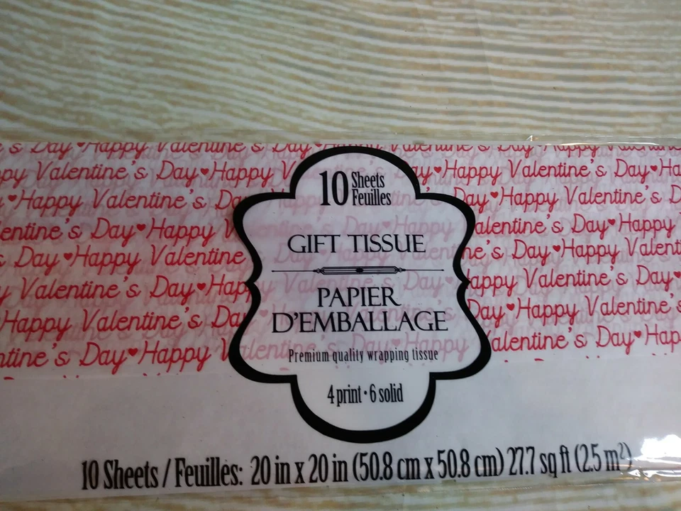 New Red & White Happy Valentine's Day Gift Tissue Paper 10 - 20x20 Sheets Heart - Image 2 of 4