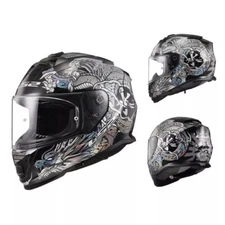 New LS2 Adult Motorcycle Full Face Helmet Assault Warrior Sunshield Krome Silver