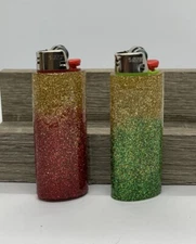 Lighter Cover Sleeve Holder OMBRE Glitter Case for use w/ Full Size Bic Lighters