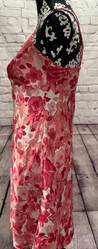 Liz Claiborne Women’s Pink Shiny Satin Roses Print Nightgown Romantic Slip S - Picture 2 of 15