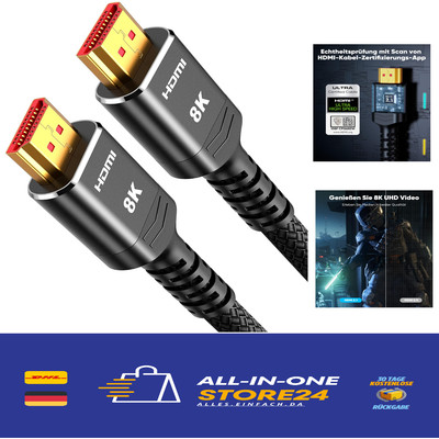 Highwings HDMI Kabel 8K 3m 2er Set Ultra High Speed 48Gbps 3D 4K