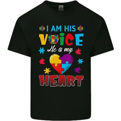 I Am His Voice He My Heart Autismus Autist Kinder T-Shirt Jungen Mädchen