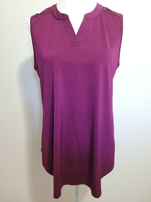 NWT C ESTABLISHED 1946 Women's Blouse V-Neck High-Low Stretch Sleeveless.Size M