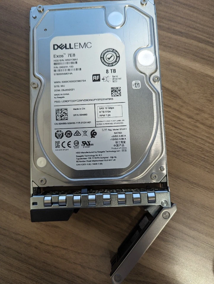 0N660 DELL Exos 7E8 ST8000NM014A 8TB 12Gb/s 512e 7.2K R540 R740 3.5" HDD - Image 3 of 4