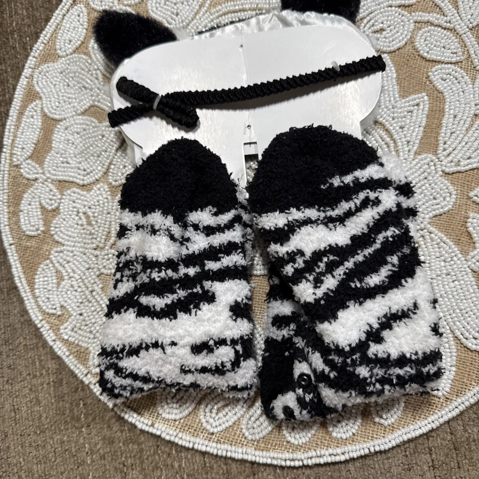 Zebra Eye Mask With Fuzzie Socks  Super Soft - Image 2 of 2