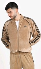 RARE Adidas Originals Men's SST Tracksuit Velour Jacket  Pant Beige Size M