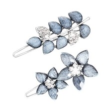 2Pcs 2Inch Vintage Rhinestone Hair Clips Ink-Sparkly Crystal Hairpin Blue