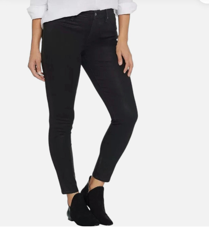 Martha Stewart Petite Coated Black 16P Denim Ankle Jeans Francesca A345125