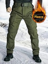 Men's Fleece Lined Warm Cargo Pants, L  