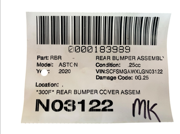 Aston Martin Vantage 2019-2023 Rear Bumper Red