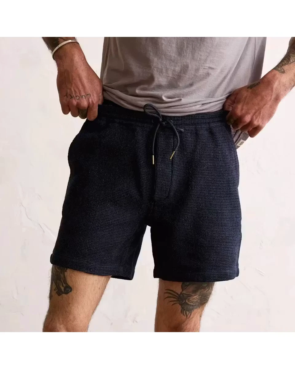 Taylor Stitch The Apres Waffle Short Rinsed Indigo Pincord Hemp Textured Mens L