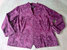 REQUIREMENTS Purple Paisley Zip Jacket Poly Spandex XL Mandarin V-Neck