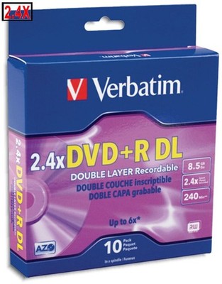 10-Pak VERBATIM 2.4X Logo-top 8.5GB DOUBLE LAYER DL DVD+R's (singapore), #95166