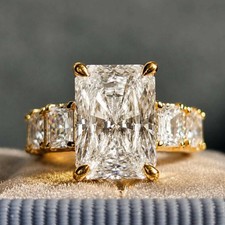 5,5 kt strahlender Moissanit Halb Ewigkeit Ehering Ring 14 kt Gelbgold plattiert