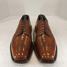 CHURCH'S men's shoes US 9 E, UK 8 D brown leather Custom Grade wingtip Derby
