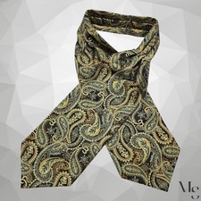 Amazing Gold Paisley Luxury Silk ASCOT CRAVAT EX COND