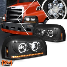 For 96-10 Freightliner Century Class LED Sequential Signal Projector Headlights