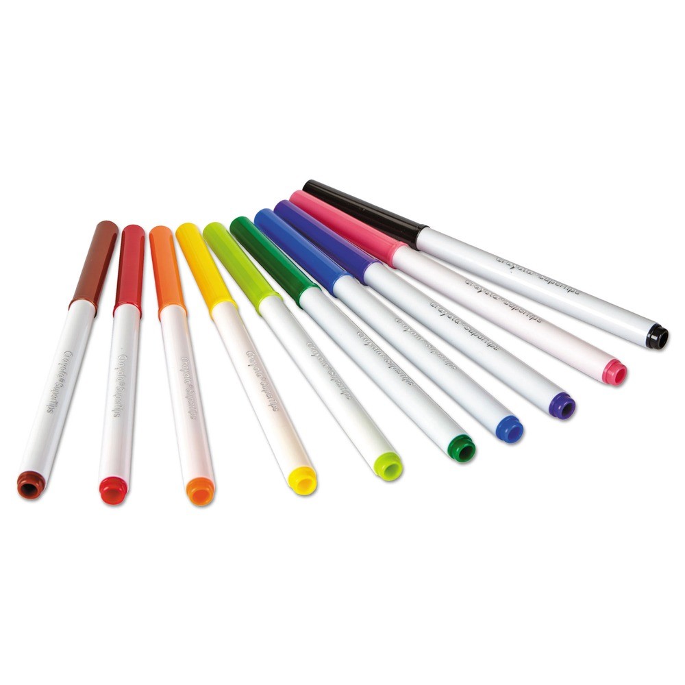 Crayola 588610 Fine/Broad Tip Washable Super Tips Markers - Assorted (10/ST) New