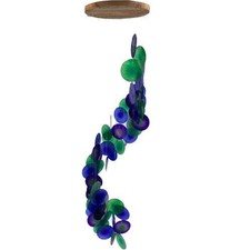 Barry Owens Spiral Stairway Capiz Wind Chime, Blue, Green and Purple