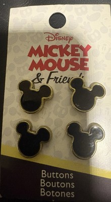 4 PCS MICKEY MOUSE & FRIENDS ENAMEL METAL MINNIE MOUSE HEAD BOW  BUTTONS SEWING