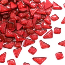 200g Assorted Red Crystal Glitter Mosaic Tiles for DIY Crafts  Home Decor, Glas