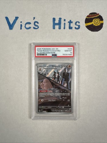 Team Rocket's Dugtrio 239/82 Illustration Rare Ascended Heroes Pokemon PSA 10