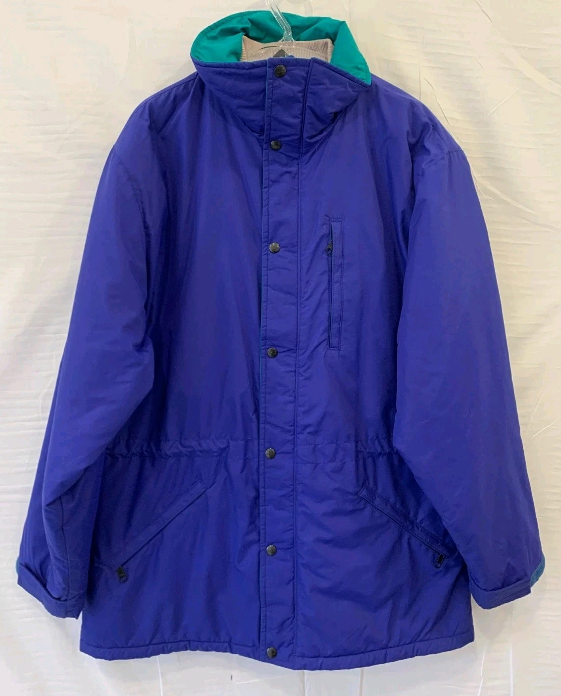Vintage L.L. Bean Penobscot Parka Mens L Blue Hooded Insulated Jacket USA #167