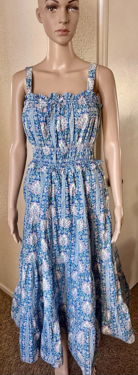 chelsea and theodore maxi dress Chelsea and Theodore V-Neckline Sleeveless Mixed Print Tiered A-Line Maxi  Dress