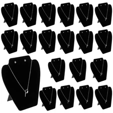 20 Pack 8 x 7 Inch Black Velvet Necklace Easel, Deluxe Jewelry Display Stand ...